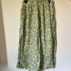 JCrew Linen Floral Green Skirt - size 2